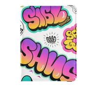 Leather Passport and Vaccine Card Holder Combo Passport Case Travel Documents Wallet Passport Cover with RFID Blocking for Men and Women Waterproof, Cartoon Cool Graffiti Art, One Size, Modern