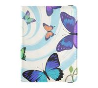 Leather Passport and Vaccine Card Holder Combo Passport Case Travel Documents Wallet Passport Cover with RFID Blocking for Travel Essential Waterproof, 1-Butterfly Swirl Art, One Size, Modern
