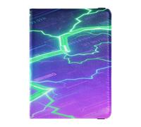 Leather Passport and Vaccine Card Holder Combo Passport Case Travel Documents Wallet Passport Cover with RFID Blocking for Men and Women Waterproof, Green Lightning Bolt, One Size, Modern