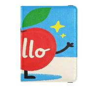 Leather Passport and Vaccine Card Holder Combo Passport Case Travel Documents Wallet Passport Cover with RFID Blocking for Men and Women Waterproof, Hello Cartoon cute red, One Size, Modern