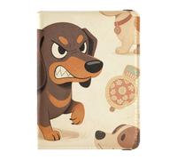 Leather Passport and Vaccine Card Holder Combo Passport Case Travel Documents Wallet Passport Cover with RFID Blocking for Men and Women Waterproof, Angry Dog Pattern, One Size, Modern