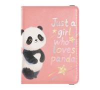 Leather Passport and Vaccine Card Holder Combo Passport Case Travel Documents Wallet Passport Holder Case for Women and Men Waterproof, Panda Girl Blush Print, One Size, Modern