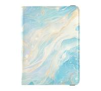 Leather Passport and Vaccine Card Holder Combo Passport Case Travel Documents Wallet Passport Holder for Travel Essential Waterproof, Blue Marble Abstract Design, One Size, Modern