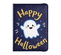 Leather Passport and Vaccine Card Holder Combo Passport Case Travel Documents Wallet Passport Holder Case for Men and Women Waterproof, Happy Halloween cartoon cute white ghost11, One Size, Modern