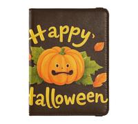 Leather Passport and Vaccine Card Holder Combo Passport Case Travel Documents Wallet Passport Holder Case for Men and Women Waterproof, 1-Happy Halloween cartoon cute yellow pumpkin, One Size, Modern