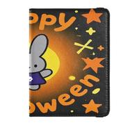 Leather Passport and Vaccine Card Holder Combo Passport Case Travel Documents Wallet Passport Holder Case for Men and Women Waterproof, Happy Halloween cartoon cute rabbit111, One Size, Modern