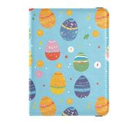 Leather Passport and Vaccine Card Holder Combo Passport Case Travel Documents Wallet Passport Holder Combo with Vaccine Card Slot for Men and Women Waterproof, colorful Easter eggs, One Size, Modern