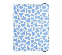 Leather Passport and Vaccine Card Holder Combo Passport Case Travel Documents Wallet Passport Holder Case for Women and Men Waterproof, Cow prints blue pastel, One Size, Modern