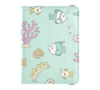 Leather Passport and Vaccine Card Holder Combo Passport Case Travel Documents Wallet Passport Holder for Travel Essential Waterproof, ish Coral Sea Pattern, One Size, Modern