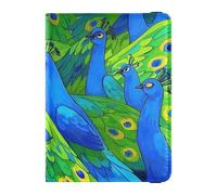 Leather Passport and Vaccine Card Holder Combo Travel Documents Organizer Protector Passport Cover Holder Wallet Case for Travel Essential Waterproof, Peacock Blue Pattern, One Size, Modern