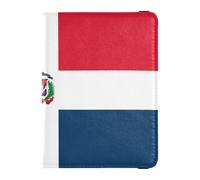 Leather Passport and Vaccine Card Holder Combo Travel Documents Organizer Protector Passport Cover Holder Wallet Case for Women and Men Waterproof, Dominican Republic Flag, One Size, Modern