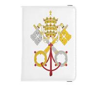 Leather Passport and Vaccine Card Holder Combo Travel Documents Organizer Protector Passport Cover Holder Wallet Case for Women and Men Waterproof, Vatican City Flag, One Size, Modern