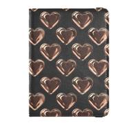 Leather Passport and Vaccine Card Holder Combo Travel Documents Organizer Protector Passport Cover with RFID Blocking for Women and Men Waterproof, Bronze Heart Black Pattern, One Size, Modern