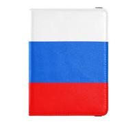 Leather Passport and Vaccine Card Holder Combo Travel Documents Organizer Protector Passport Cover with RFID Blocking for Women and Men Waterproof, Russia Flag Art, One Size, Modern