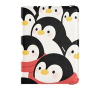 Leather Passport and Vaccine Card Holder Combo Travel Documents Organizer Protector Passport Holder for Men and Women Waterproof, Penguin Red Scarf Pattern, One Size, Modern