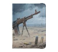 Leather Passport and Vaccine Card Holder Combo Travel Documents Organizer Protector Passport Holder Case for Travel Essential Waterproof, War Helmet Art, One Size, Modern