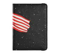 Leather Passport and Vaccine Card Holder Combo Travel Documents Organizer Protector Passport Holder for Women and Men Waterproof, Memorial Day Flag Scene, One Size, Modern
