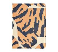 Leather Passport and Vaccine Card Holder Combo Travel Documents Organizer Protector Passport Holder for Men and Women Waterproof, Feline Monarch Stripe Orange Pattern, One Size, Modern
