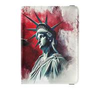 Leather Passport and Vaccine Card Holder Combo Travel Documents Organizer Protector Passport Holder for Women and Men Waterproof, USA Presidents Day Flag & Lady Liberty, One Size, Modern