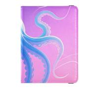 Leather Passport and Vaccine Card Holder Combo Travel Documents Organizer Protector Passport Holder Case for Travel Essential Waterproof, Jellyfish Neon Art, One Size, Modern
