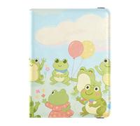 Leather Passport and Vaccine Card Holder Combo Travel Documents Organizer Protector Passport Holder Case for Travel Essential Waterproof, Frog Group Fun, One Size, Modern