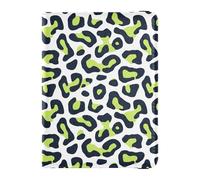 Leather Passport and Vaccine Card Holder Combo Travel Documents Organizer Protector Passport Holder Case for Travel Essential Waterproof, Leopard print Lime Green and Navy Blue, One Size, Modern