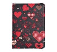 Leather Passport and Vaccine Card Holder Combo Travel Documents Organizer Protector Passport Holder for Men and Women Waterproof, Heart Red Pattern, One Size, Modern