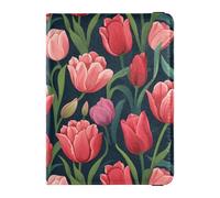 Leather Passport and Vaccine Card Holder Combo Travel Passport Wallet Passport Cover with RFID Blocking for Women and Men Waterproof, flower Dark Blue Pattern, One Size, Modern