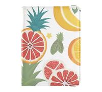 Leather Passport and Vaccine Card Holder Combo Travel Passport Wallet Passport Cover with RFID Blocking for Women and Men Waterproof, Fruit Colorful Pattern, One Size, Modern