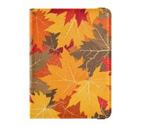 Leather Passport and Vaccine Card Holder Combo Travel Passport Wallet Passport Holder for Men and Women Waterproof, Large Maple Leaf Texture Camouflage Motif, One Size, Modern