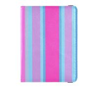 Leather Passport and Vaccine Card Holder Combo Travel Passport Wallet Passport Holder for Men and Women Waterproof, Pink Blue Striped Color - Block Print, One Size, Modern
