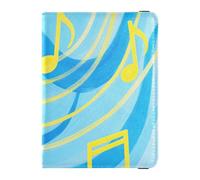 Leather Passport and Vaccine Card Holder Combo Travel Passport Wallet Passport Holder for Women and Men Waterproof, Blue - Note Wave Rhythm, One Size, Modern