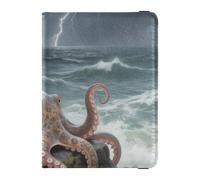 Leather Passport and Vaccine Card Holder Combo Travel Passport Wallet Passport Holder for Women and Men Waterproof, Stormy Sea, One Size, Modern
