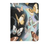 Leather Passport and Vaccine Card Holder Combo Travel Passport Wallet With Vaccination Card Slot Passport Holder Combo with Vaccine Card Slot for Men and Women Waterproof, 1-Butterfly Swirl Art, One