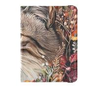 Leather Passport and Vaccine Card Holder Combo Travel Passport Wallet With Vaccination Card Slot Passport Cover with RFID Blocking for Women and Men Waterproof, Cat Floral Art Design, One Size, Modern