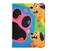 Leather Passport and Vaccine Card Holder Combo Travel Passport Wallet With Vaccination Card Slot Passport Holder for Women and Men Waterproof, Colorful Dog Paw Art, One Size, Modern