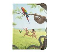 Leather Passport and Vaccine Card Holder Combo Travel Passport Wallet With Vaccination Card Slot Passport Holder Combo with Vaccine Card Slot for Men and Women Waterproof, Jungle Animal Fun, One Size