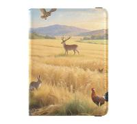 Leather Passport and Vaccine Card Holder Combo Travel Passport Wallet With Vaccination Card Slot Passport Holder Case for Men and Women Waterproof, Cow Field Adventure, One Size, Modern