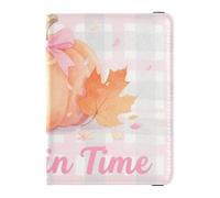 Leather Passport and Vaccine Card Holder Combo Travel Passport Wallet With Vaccination Card Slot Passport Cover Holder Wallet Case for Women and Men Waterproof, Pumpkin Time Autumn Art, One Size