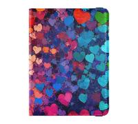 Leather Passport and Vaccine Card Holder Combo Travel Passport Wallet With Vaccination Card Slot Passport Cover Holder Wallet Case for Travel Essential Waterproof, Heart Colorful Pattern, One Size