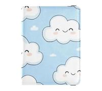 Leather Passport and Vaccine Card Holder Combo Travel Passport Wallet With Vaccination Card Slot Passport Cover with RFID Blocking for Women and Men Waterproof, Cloud Blue Design, One Size, Modern