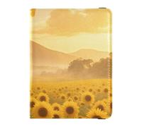 Leather Passport and Vaccine Card Holder Combo Travel Passport Wallet With Vaccination Card Slot Passport Holder for Women and Men Waterproof, Sunflower Field Hope, One Size, Modern