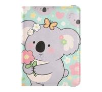 Leather Passport and Vaccine Card Holder Combo Travel Passport Wallet With Vaccination Card Slot Passport Holder for Women and Men Waterproof, Koala Flower Love, One Size, Modern