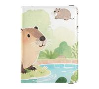 Leather Passport and Vaccine Card Holder Combo Travel Passport Wallet With Vaccination Card Slot Passport Holder Combo with Vaccine Card Slot for Men and Women Waterproof, Beaver River Art, One Size