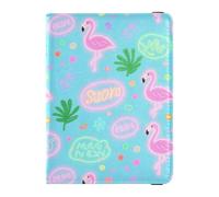 Leather Passport and Vaccine Card Holder Combo Travel Passport Wallet With Vaccination Card Slot Passport Holder for Women and Men Waterproof, Flamingo Fun Print, One Size, Modern