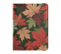 Leather Passport and Vaccine Card Holder Combo Travel Passport Wallet With Vaccination Card Slot Passport Holder Case for Travel Essential Waterproof, Camouflage Fall Maples, One Size, Modern