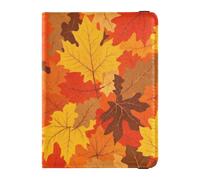 Leather Passport and Vaccine Card Holder Combo Travel Passport Wallet With Vaccination Card Slot Passport Holder Case for Travel Essential Waterproof, Gold Orange Maples, One Size, Modern
