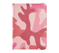 Leather Passport and Vaccine Card Holder Combo Travel Passport Wallet With Vaccination Card Slot Passport Holder Case for Men and Women Waterproof, Camouflage Coral Pink, One Size, Modern