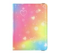 Leather Passport and Vaccine Card Wallet Combo Passport Case Travel Documents Wallet Passport Cover Holder Wallet Case for Women and Men Waterproof, Rainbow Heart Pattern, One Size, Modern