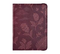 Leather Passport and Vaccine Card Wallet Combo Passport Case Travel Documents Wallet Passport Holder for Men and Women Waterproof, Burgundy Flowers, One Size, Modern